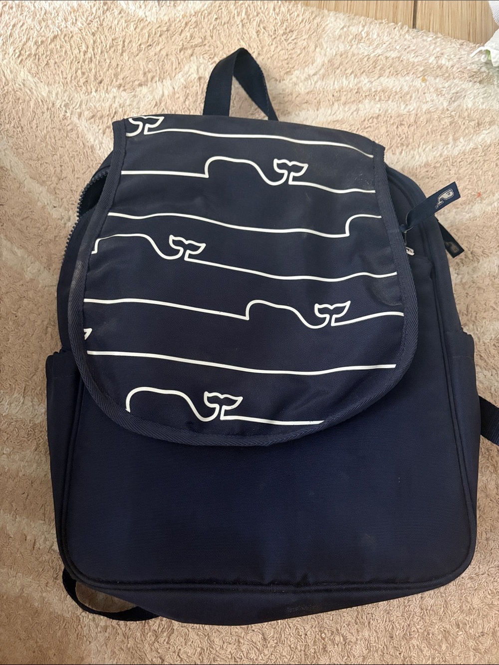 Vineyard Vines Navy & White Whale Print Baby Backpack